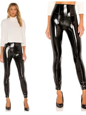 NEW without tags SPANX High-Shine Black faux patent leather Pants small